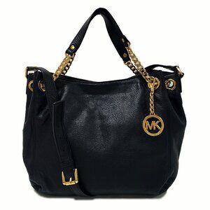 MICHAEL by Michael kors Jet Set Black Leather Chain Bag